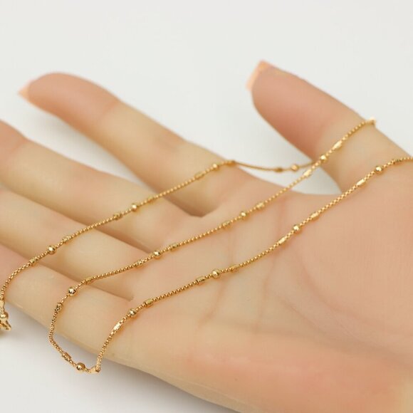 "Delicate Rose Gold Necklace with Beads, XPNL0186 - Picture 2 of 12